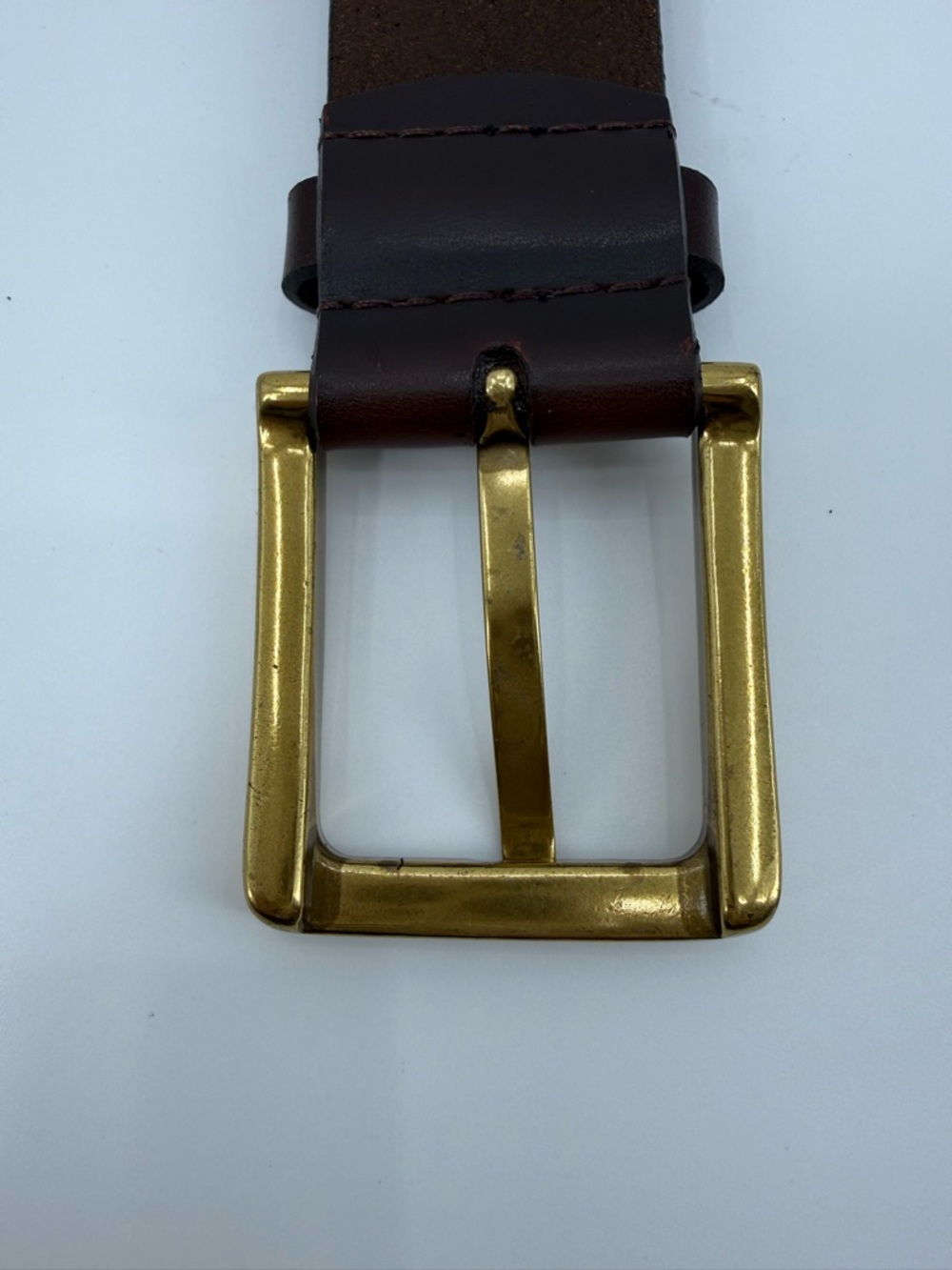 Studded Faux Leather Dark Brown with Gold Tone Buckle Classic Casual Waist Belt - Picture 5 of 9